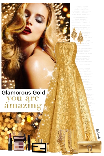 nr 10935 - Glamorous gold- Modna kombinacija