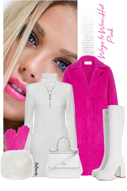 nr 11023 - Hot pink-white- Modna kombinacija