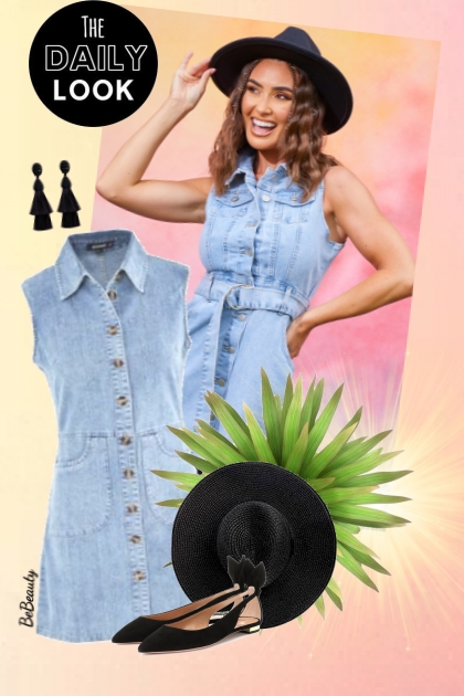 nr 11713 - Denim dress- Modna kombinacija