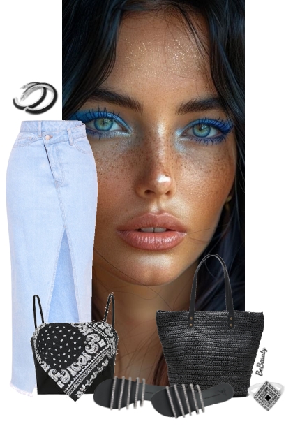 nr 11850 - Asymmetric denim skirt