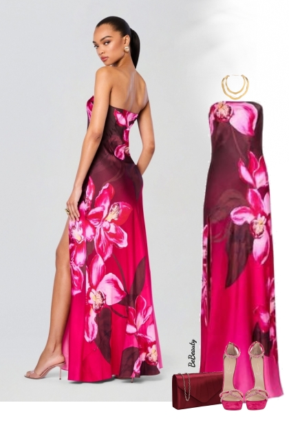nr 11987 - Floral strapless dress