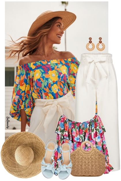 nr 12144 - Off-shoulder floral top