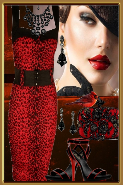 Elegant Woman with in Red Outfit- Combinazione di moda