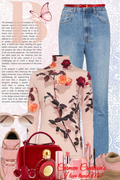 Journi's Decorative Rose Sweater Outfit - Combinazione di moda