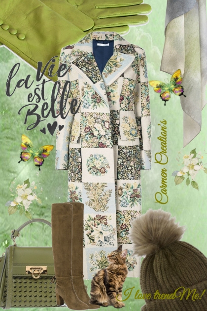 Journi's Decorative Winter Coat Outfit- Modna kombinacija