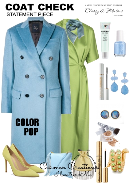 journi's  Winter Coat Check Color Pop Outfit- Modna kombinacija