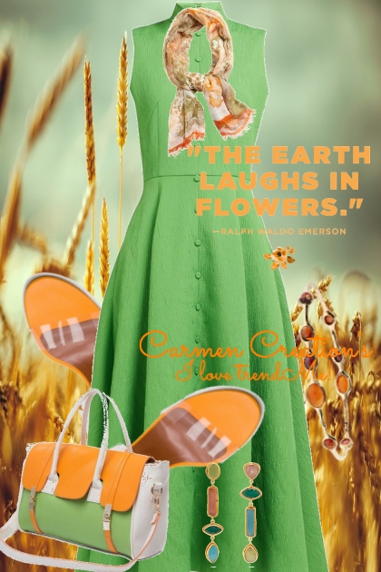 Journi's Earthy Mint Green And Orange Outfit- Combinazione di moda