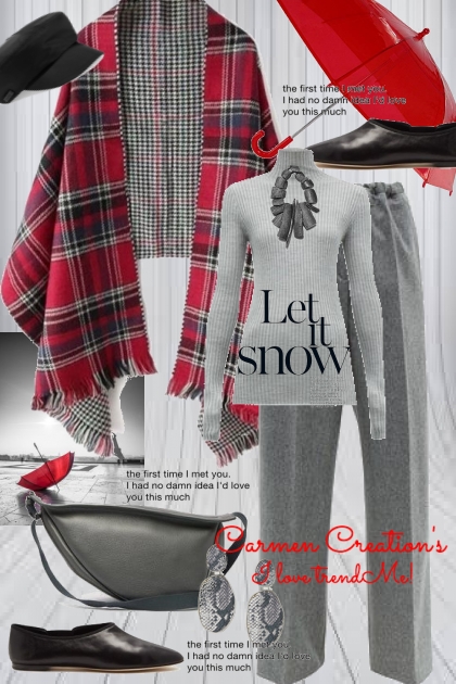 Journi's Red Umbrella Watch The Snow Fall Outfit- Modna kombinacija