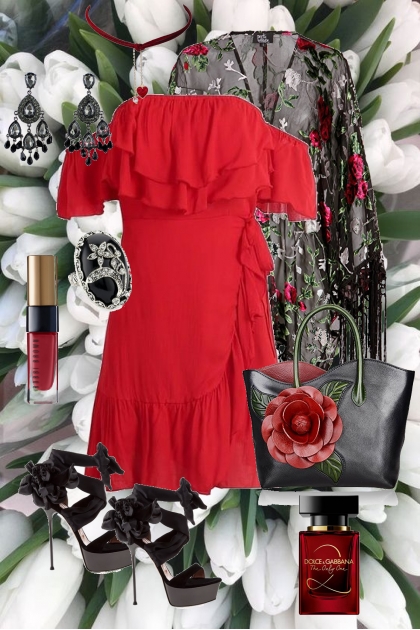 Red/Black Spring- combinação de moda