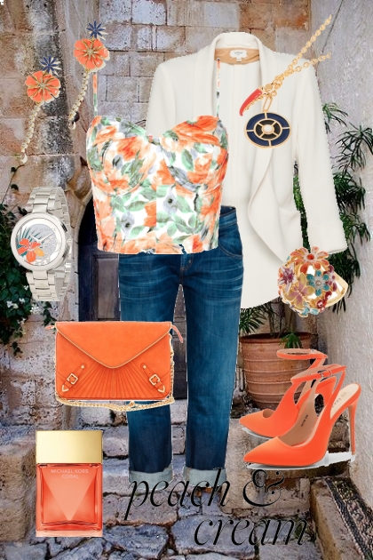 Peach Flowers- Fashion set