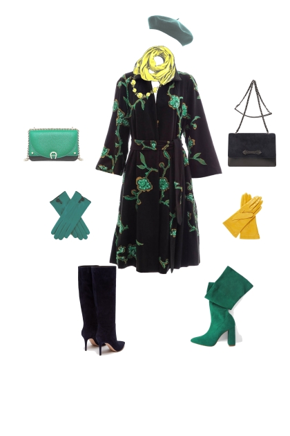 Emerald mood retro- Fashion set