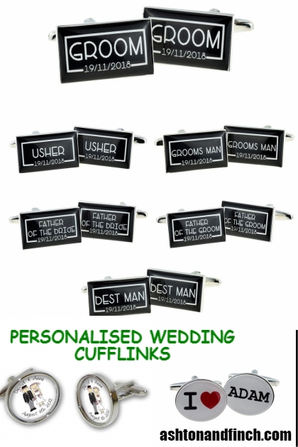 PERSONALISED DATE BLACK WEDDING CUFFLINKS- Combinazione di moda