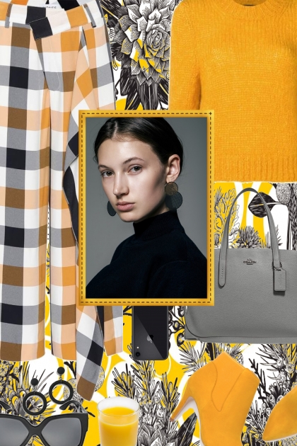 Fall Street Style 2022 - Mustard & Black & Grey- Modna kombinacija