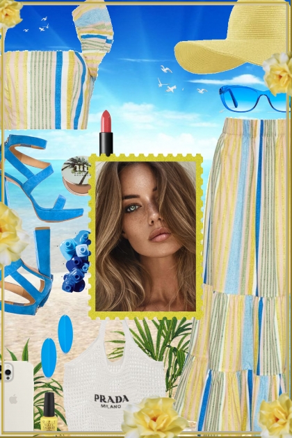 Summer Vacation 2024 - Lemon Azure Stripes- Combinaciónde moda
