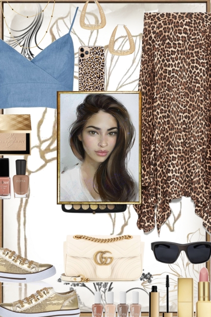 Summer Outing 2024 - Denim Top & Cheetah Skirt- Combinaciónde moda