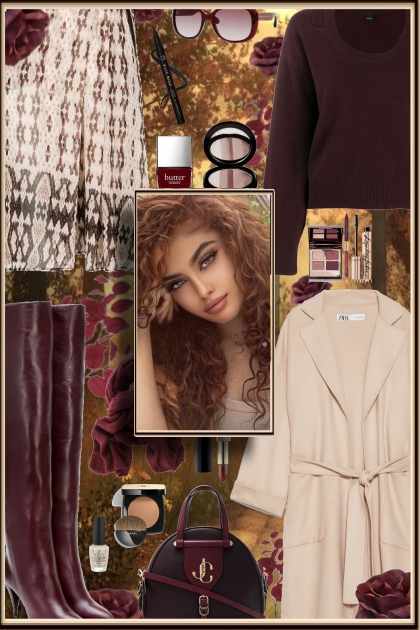 Fall Street Style 2024 - Nude & Burgundy- Fashion set