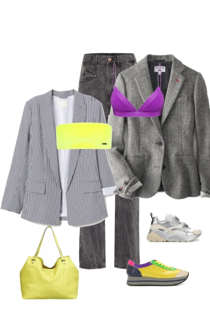 серый желтый- combinação de moda