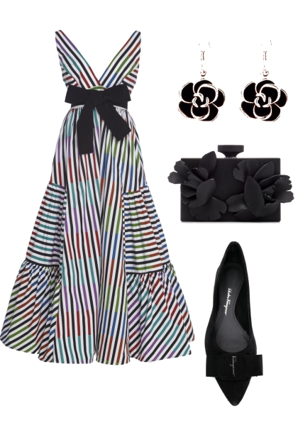 Black and Multi-Colored Stripes- Modekombination