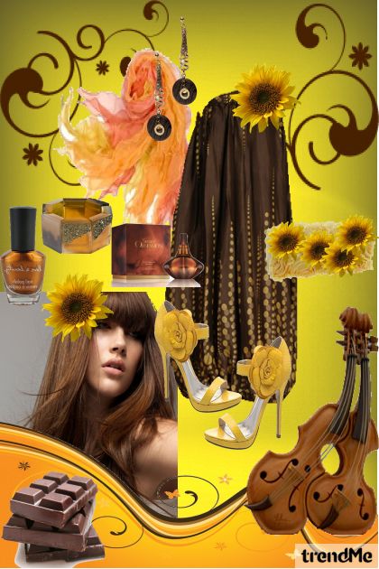 Secret Obsession - sunflowers, chocolate and violins- Модное сочетание