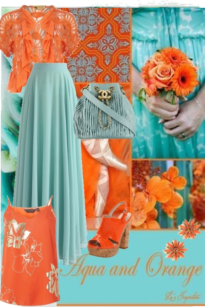 Aqua and Orange- Fashion set