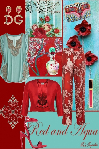 red and aqua- Combinazione di moda