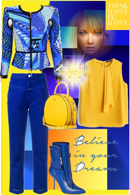 blue and yellow- combinação de moda