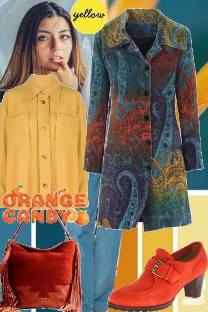 orange bag and shoes- Fashion set