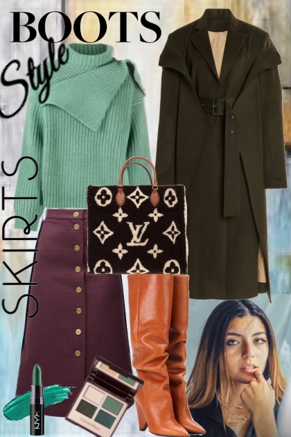 Boots and skirt style- Combinaciónde moda