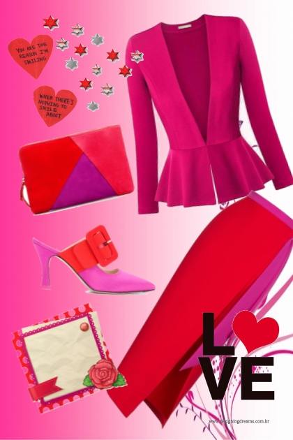 red and pink- Combinazione di moda