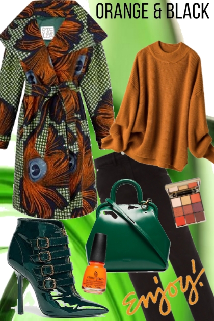 Orange, black and green- Combinaciónde moda