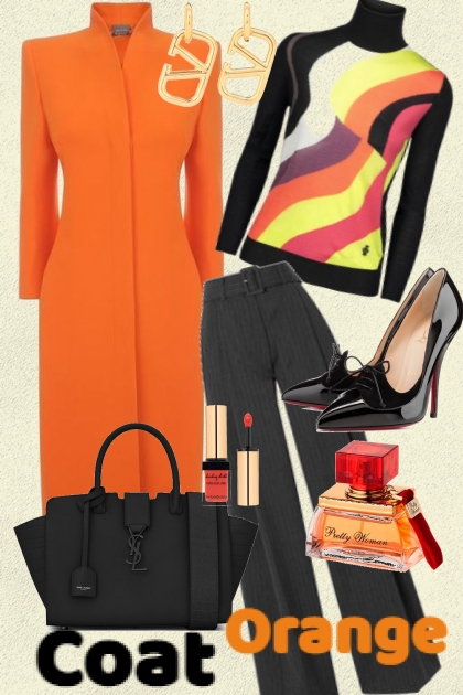 Orange coat- combinação de moda
