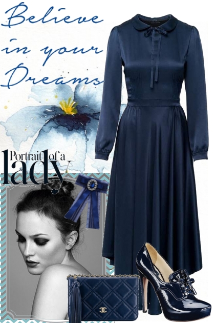 Portrait of a lady in a blue dress- Modna kombinacija
