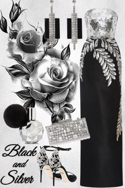 Black and silver night- combinação de moda