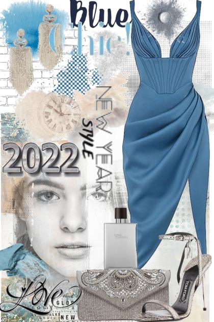 blue chic new year style- Модное сочетание