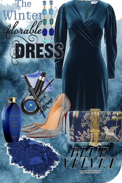 Adorable blue velvet dress