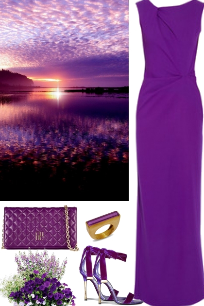 Purple dress- Modekombination