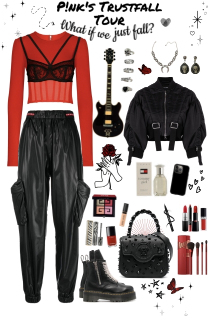 Concert Vibes: Red & Black- Fashion set