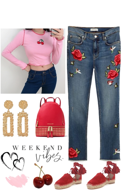 Pink and red everyday outfit- Modna kombinacija