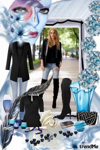 crno-plavo- Модное сочетание