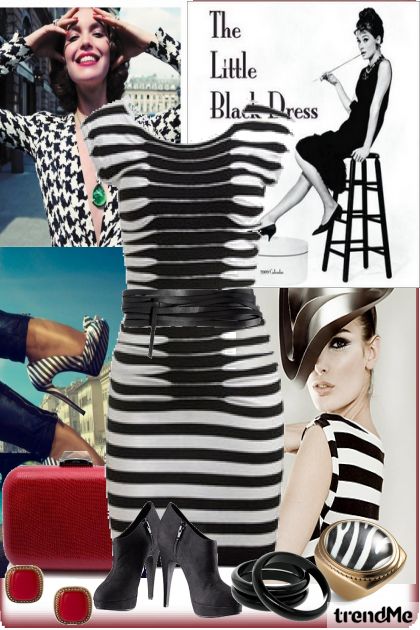 The little black-white dress- combinação de moda