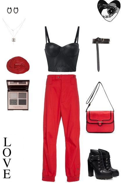 Grunge with Red - Combinaciónde moda