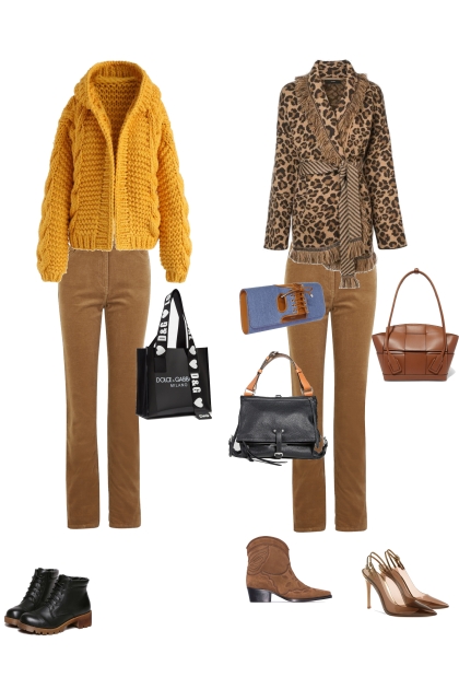 brown with yellow- Fashion set