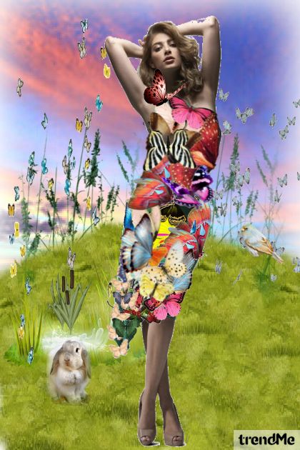 Pretty in nature - butterfly dress- Fashion set