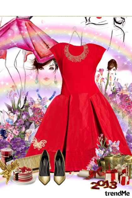 crveni glamur- Combinaciónde moda
