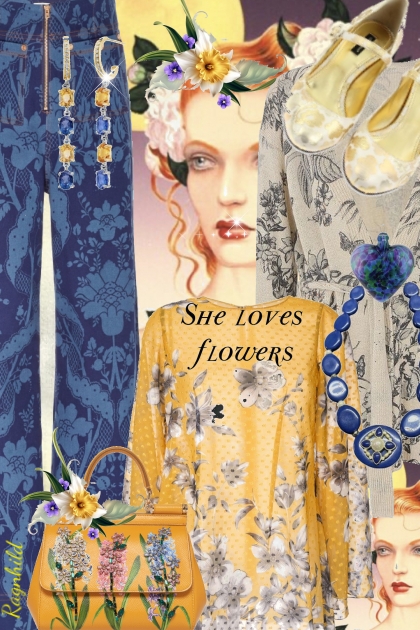 Yellow and Blue Spring Floral- Modna kombinacija