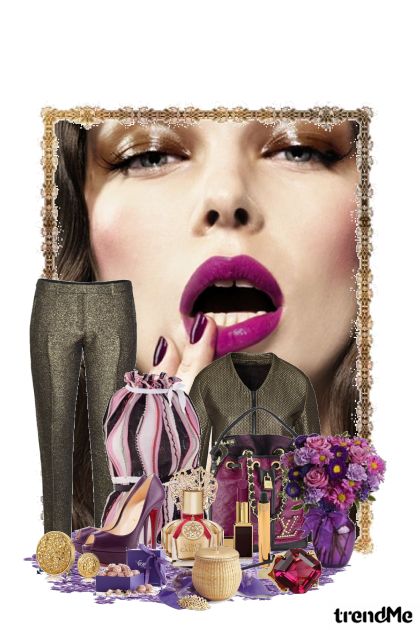 Purple and gold glamur- Combinaciónde moda