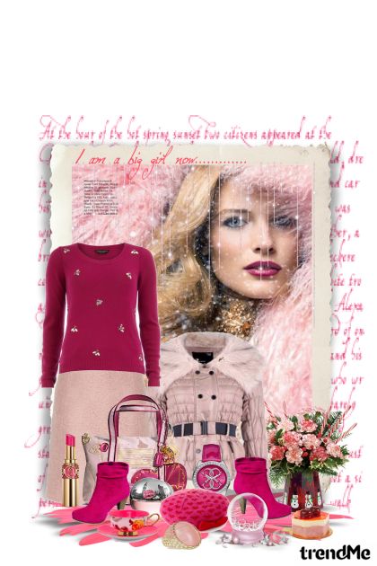 Pinky winter chic casual look