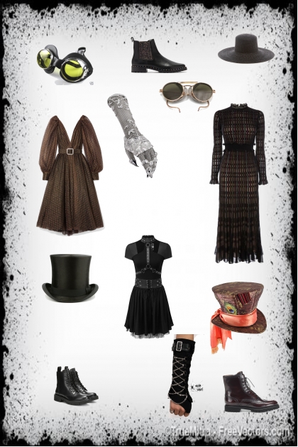 Goth, Steampunk- Combinazione di moda
