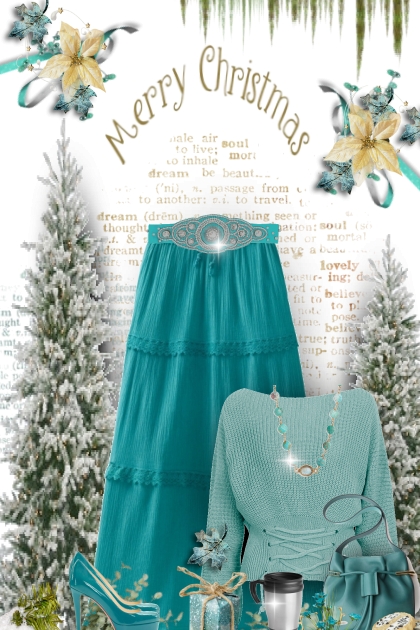 Turquoise Christmas- combinação de moda