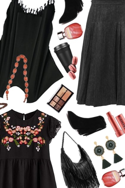 coral & black- Combinaciónde moda